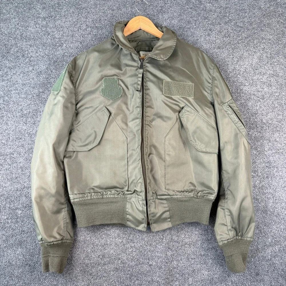 VTG 80s Alpha Industries CWU-36/P Flyers Jacket Mens Large Military Bomber Green